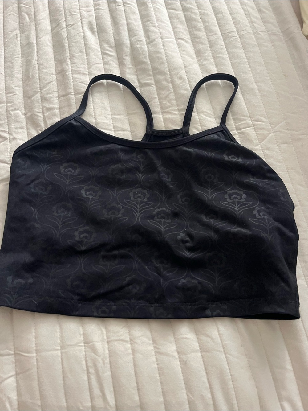 Black Floral Racerback Crop Top - Beyond Yoga